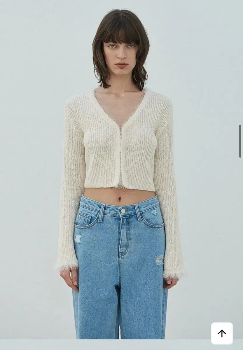 DIAGONAL ダイアゴナル FUR TRIMMING CARDIGAN ivory