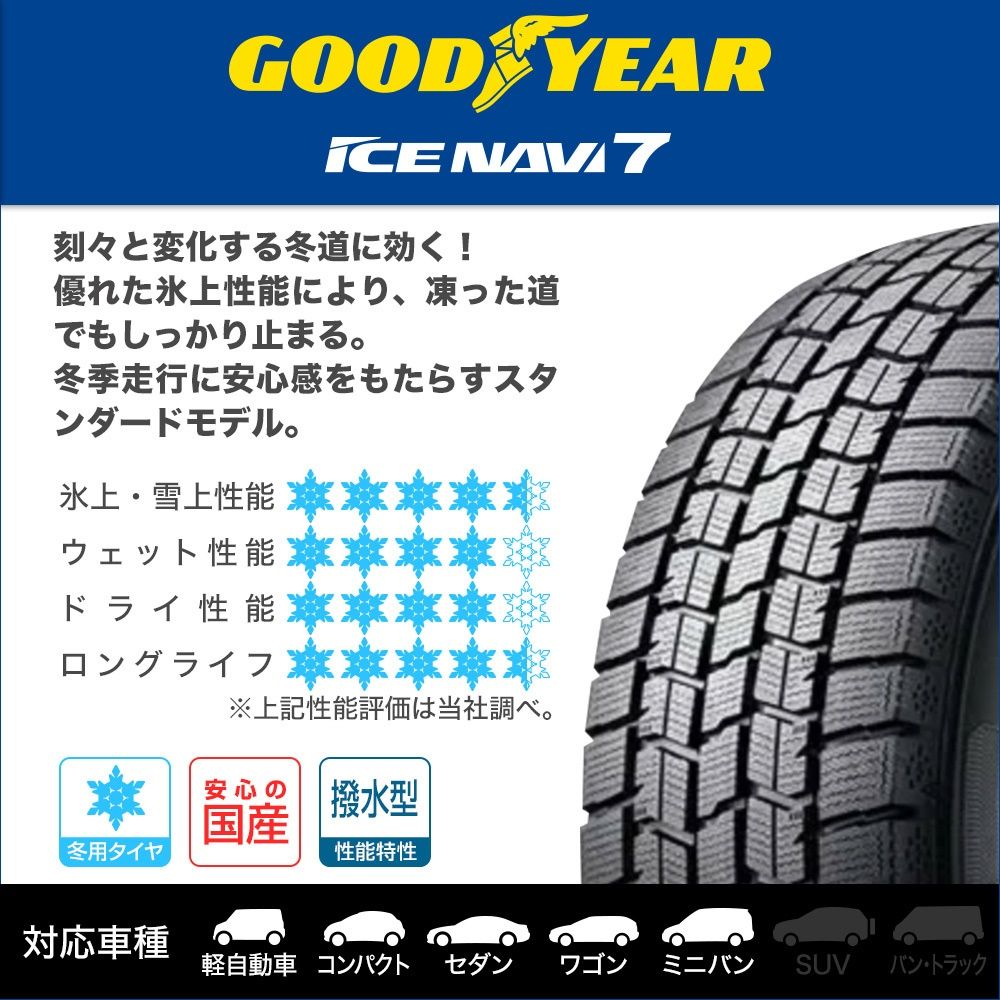 未使用□4本セット 14インチ GOODYEAR グッドイヤー スタッドレスタイヤ ICE NAVI7 165/65R14 79Q 新品4本 リプロス  タイヤ - メルカリ