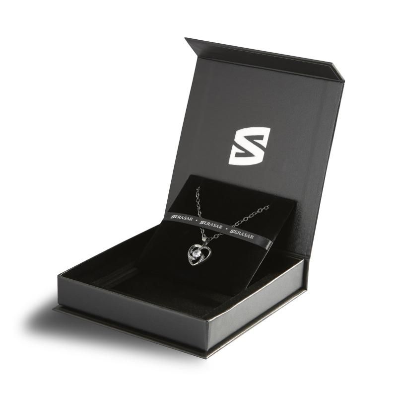 SERASAR レディースネックレスブラック925スターリングシルバー女性ジュエリーネックレスガールズジュエリーハートネックレスギフトネック