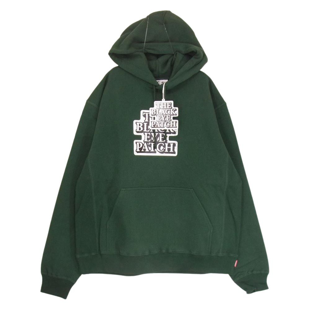 ブラックアイパッチ BLACK EYE PATCH 21AW BEPFW21TP27 OG LABEL HOODIE レーベル ロゴ フーディー  プルオーバ― パーカー グリーン系 M【中古】