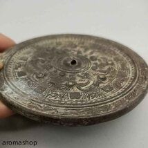 中国古美術・旧蔵珍品·古青銅器神獣図銅鏡・青銅鏡・案頭・文房置物・風水開運・大判 純銅鏡 青銅鏡 漢 走獣銅鏡 梵文古文銅 神獣 中国 銅器 青銅彫