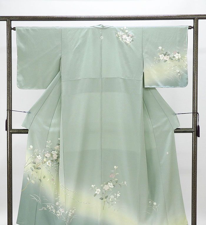 単衣 裄65.6cm 童子柄 生紬 訪問着 正絹 未使用～158cm Ts567 単衣 裄65.6cm 童子柄 生紬 訪問着 正絹 未使用～158cm Ts567