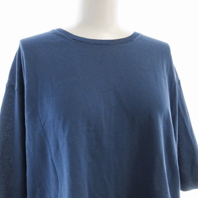 FRAMeWORK◆ICE COTTON クロップドTOPS/Tシャツ/FREE/コットン/BLU/23080220303020 フレームワーク Framework ICE COTTON クロップドTOPS ニット