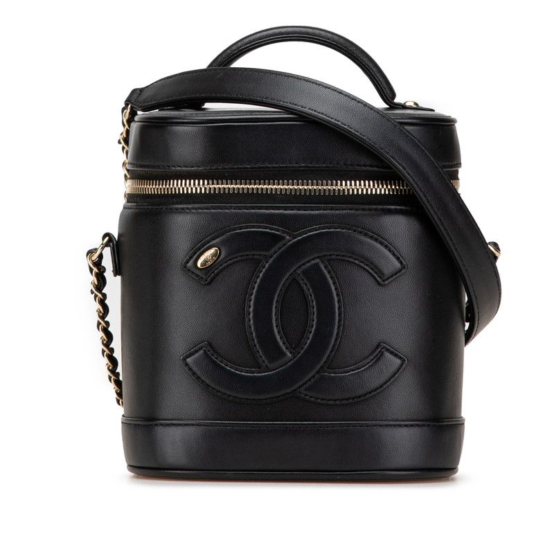 シャネル ココマーク バニティバッグ ハンドバッグ ショルダーバッグ ブラック ラムスキン レディース CHANEL 1-0204394