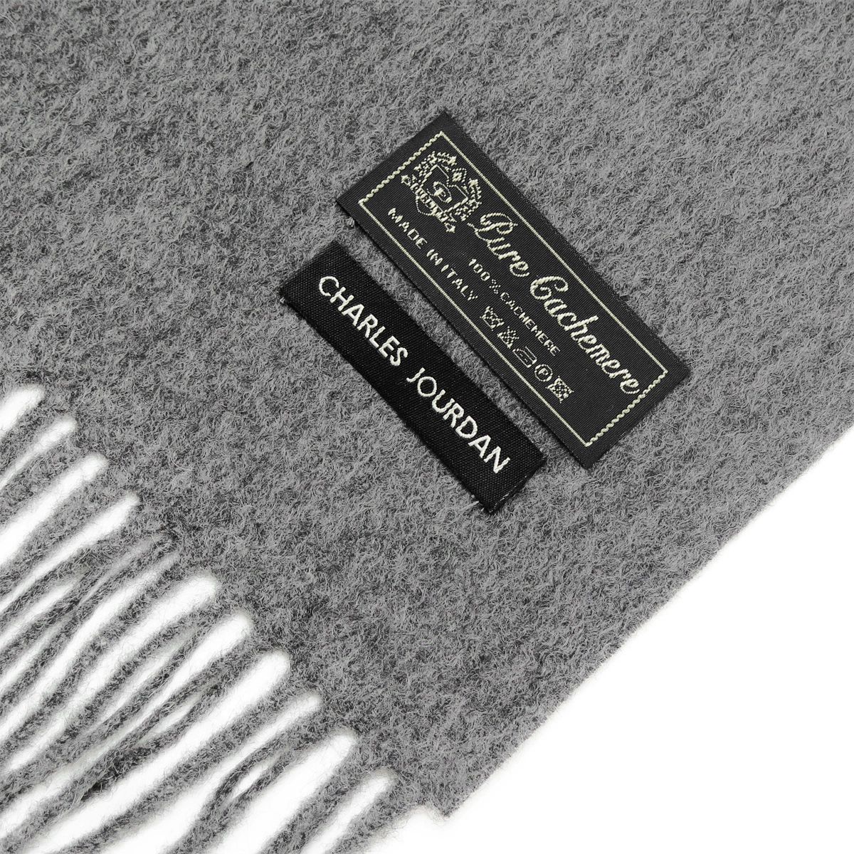 シャルルジョルダン カシミヤマフラー ワンポイントロゴ(サイズ180/30cm) ecj21w104 R9904 LT.GREY グレー ◇CHARLES JOURDAN◇イタリア製 マフラー ブランド