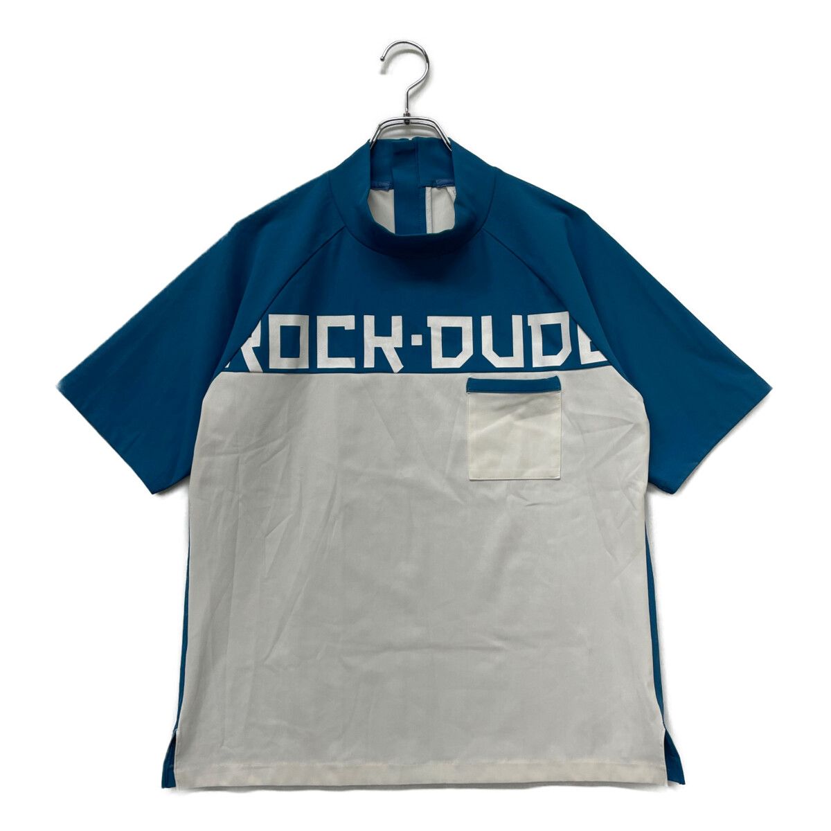  メンズ ロックデュード ROCK・DUDE 半袖シャツ L ブルー系 モックネック ハイネック