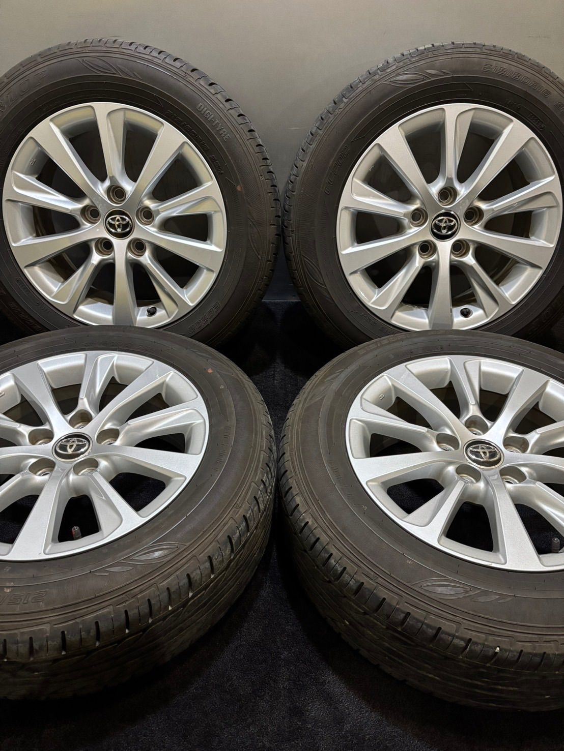 215|60R16 DUNLOP|EC202 19年製 トヨタ 130系 マークX 後期 純正 16インチ 7J 40 114.3 5H 夏タイヤ 4本 クラウン 南1-J24
