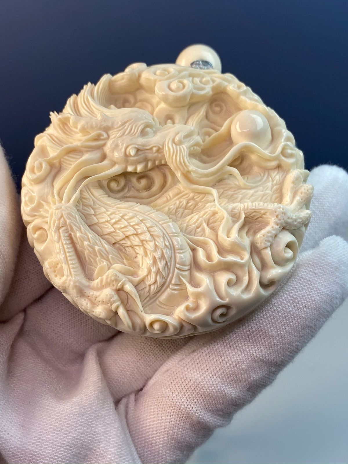 天然マンモス牙美しい手作り彫刻1寿星公置物