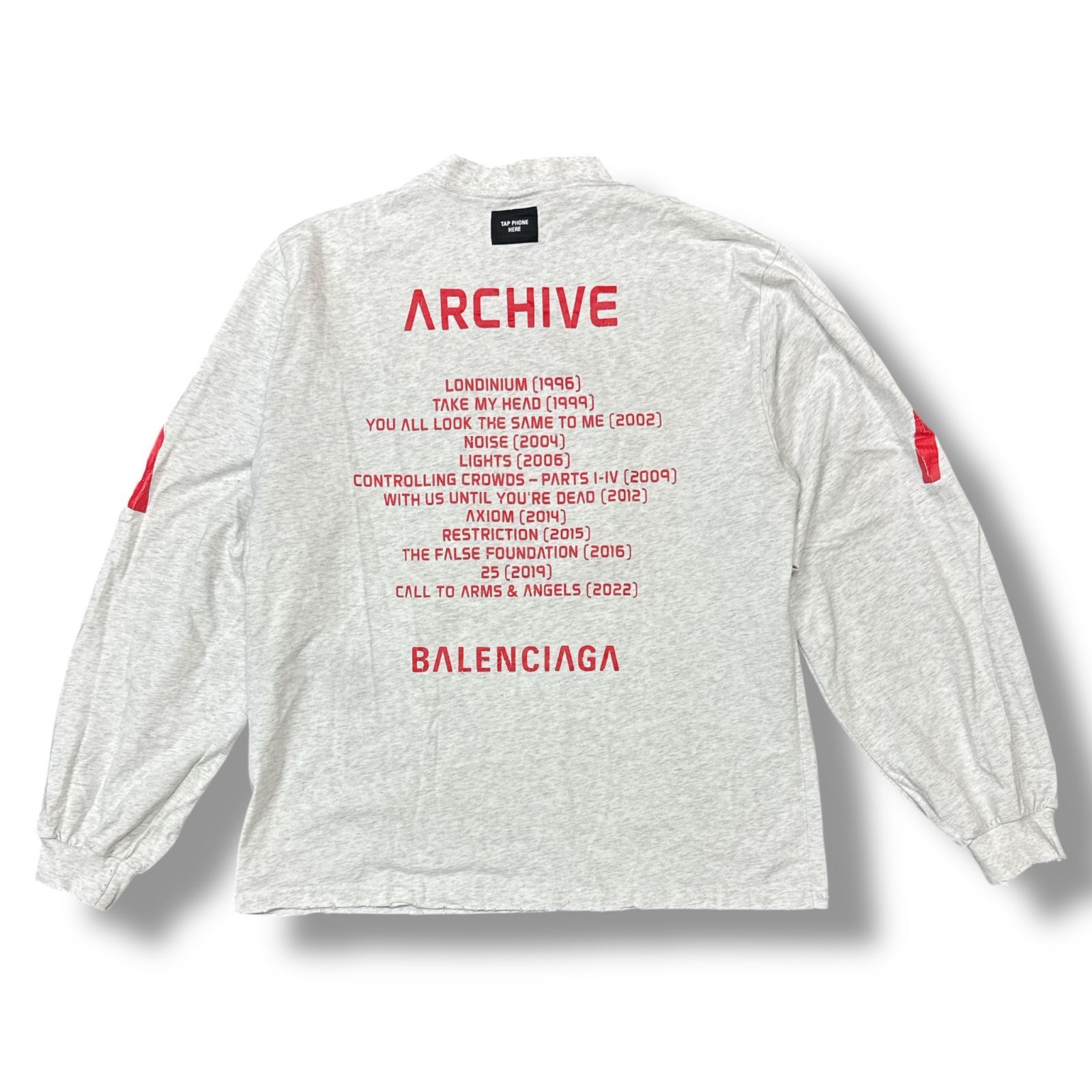 国内正規品BALENCIAGA ウェーブロゴ　 長袖カットソー BALENCIAGA 19AW ウェーブロゴ ロンT 総柄 長袖T サイズM