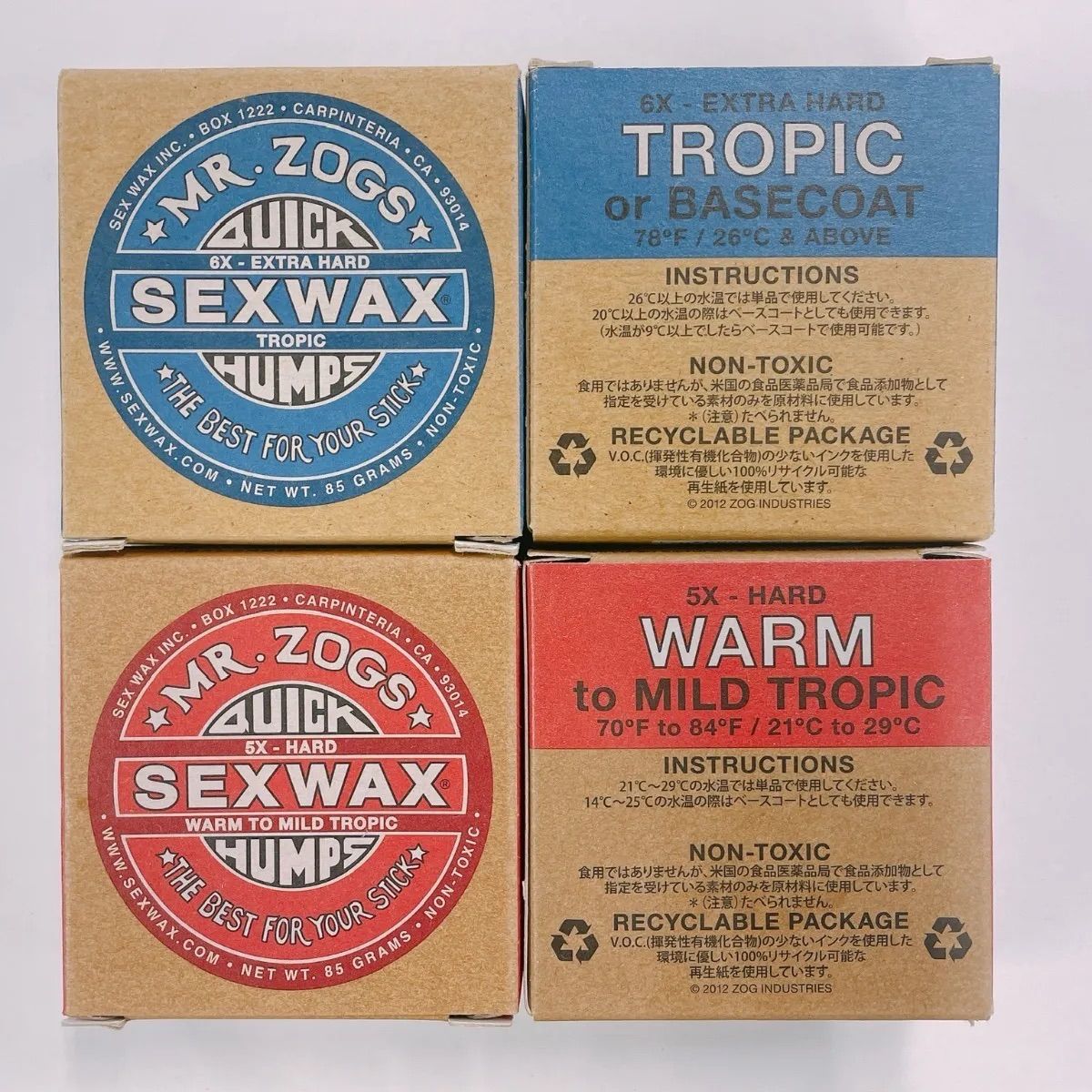 SEX WAX サーフィン ワックス 【真夏用orベースコート ×2＋夏用×2