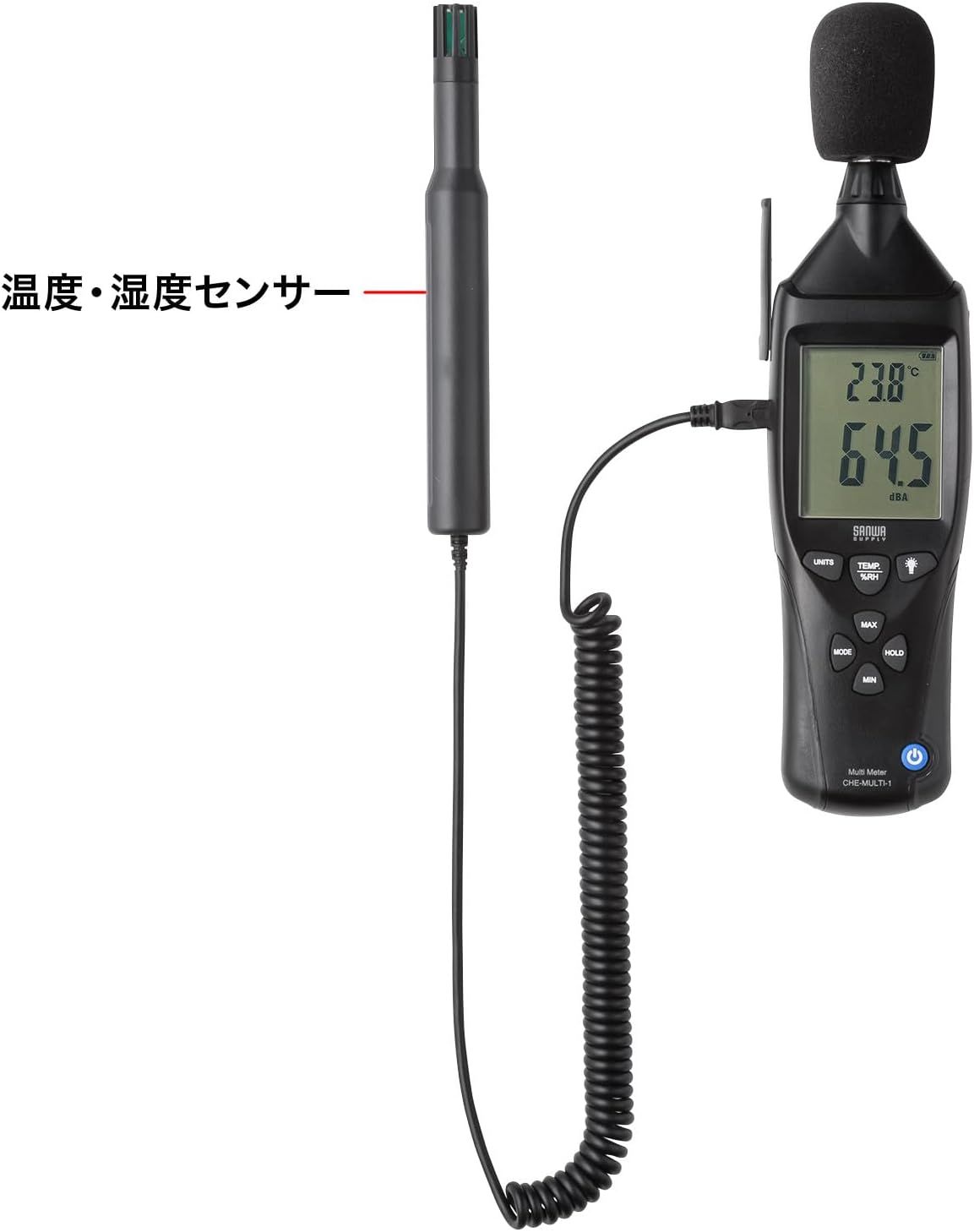 サンワサプライ CHE-MULTI-1 多機能測定機器（1台5役） CHE-MULTI-1多機能測定機器（1台5役）騒音や風速から照度、温度