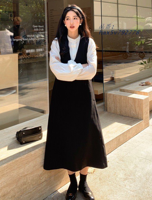 ロングワンピース ワンピース レディース Vネック ロング丈 ミモレ丈 サロペット 無地 ジャンスカ シンプル 黒 スカート フジャンパースカート hax5v792778