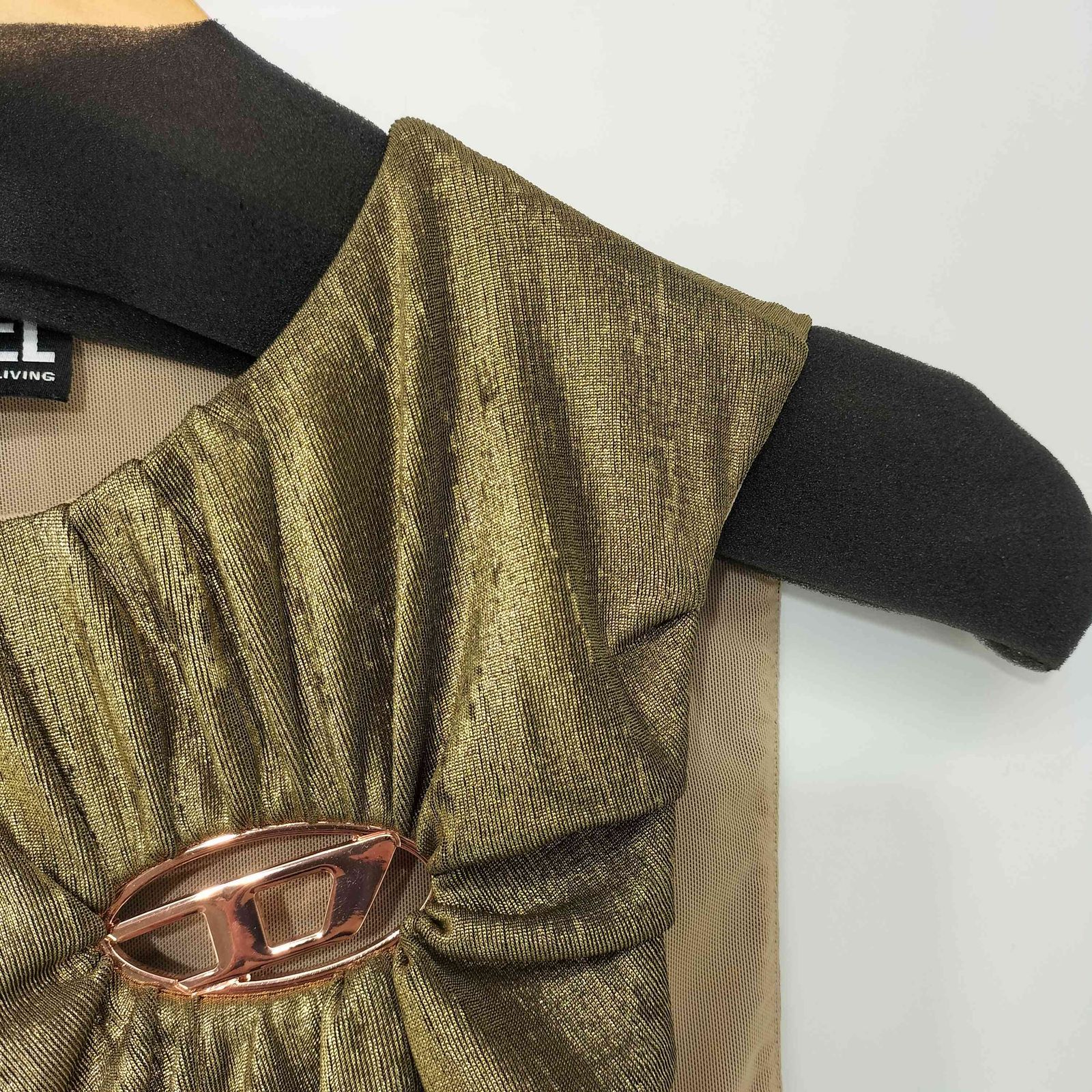  ディーゼル DIESEL メタルDロゴ シャイニーノースリーブ レディース import S タンクトップ トップス