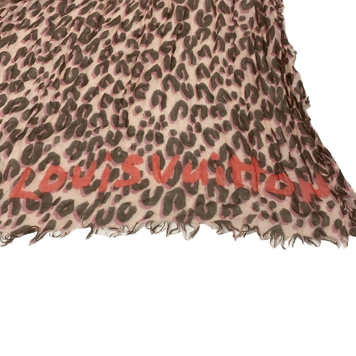 ルイ・ヴィトン レオパード シルクカシミヤ 大判ストール ピンク ルイ