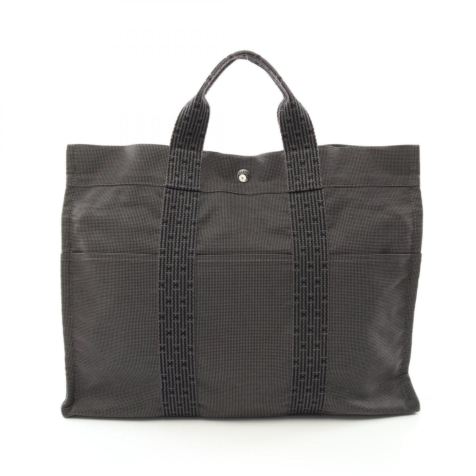 エルメス HERMES トートバッグ エールラインMM グレー キャンバス エールライントートMM ユニセックス Used A