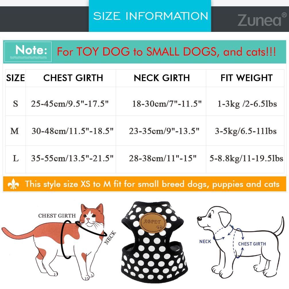 在庫 チワワ用 散歩 胴輪 ペット用品 ソフトメッシュ ドット柄 ドッグウェア セット 小型犬用 リード ブラック ハーネス 犬用 S ZUNEA
