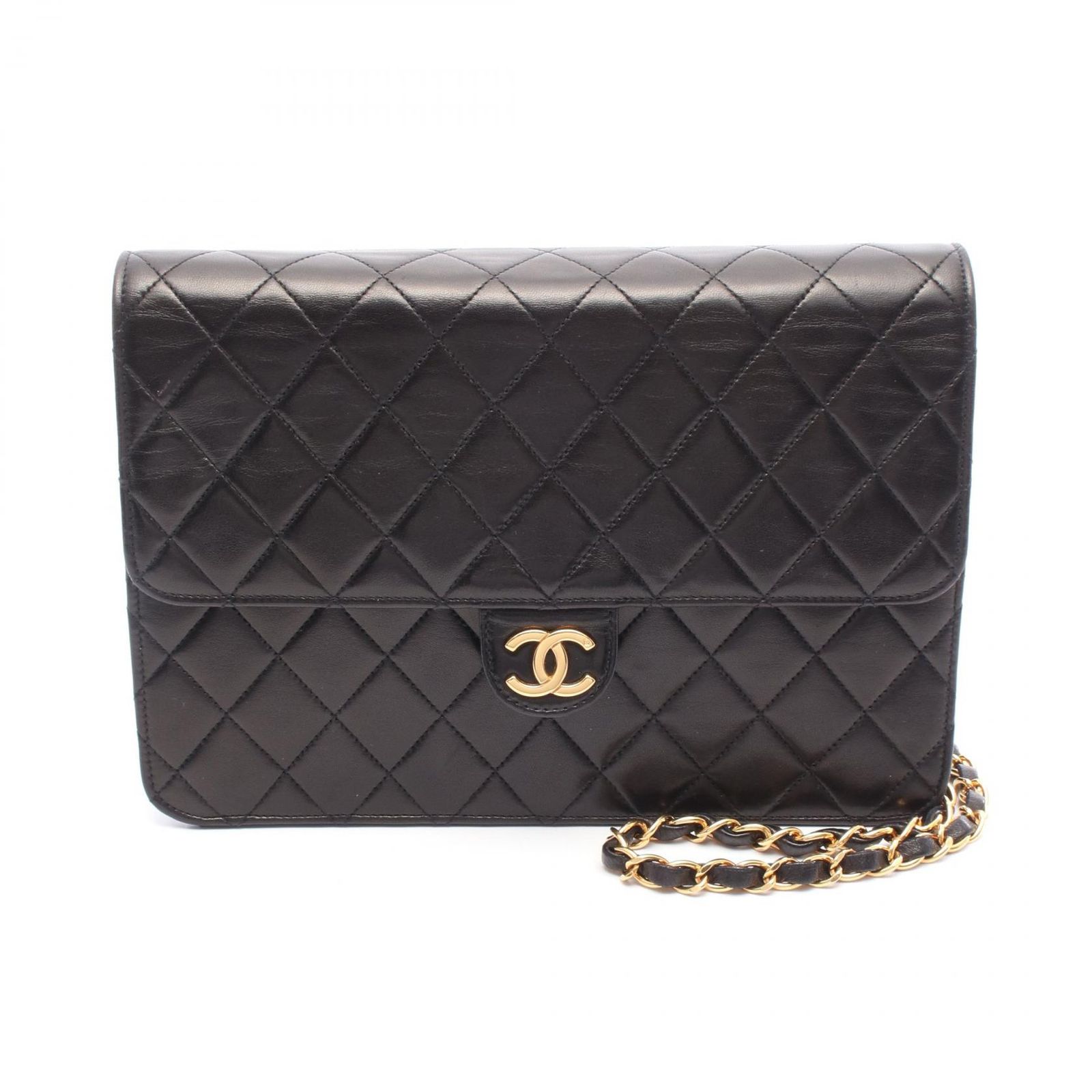 シャネル CHANEL ショルダーバッグ マトラッセ A03570 ブラック ラムスキン 羊革 マトラッセ プッシュロックチェーンショルダー レディース Used B