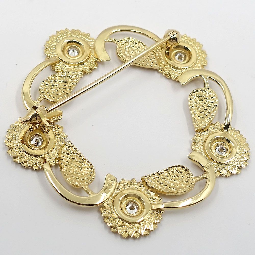 栄 ジュエリー ピンブローチ リーフデザイン ダイヤ0.25ct K18YG 女性 約7.7g 超音波洗浄済 本体のみ