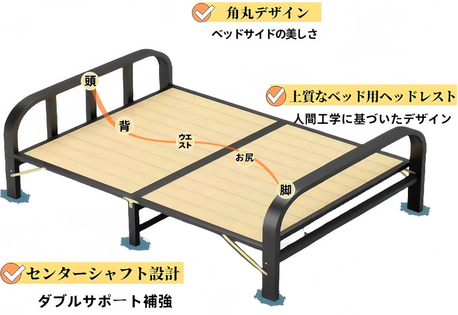 コンパクト収納 完成品 通気性 静音 組み立て不要 安定 頑丈で耐久性 仮眠用 ベッドフレーム 木製 横幅80CM 来客用 シングル すのこベッド 一人暮らし 198x80x35.3cm 折りたたみベッド TUIYIDUO WWW_KANDAIZUMI_COM