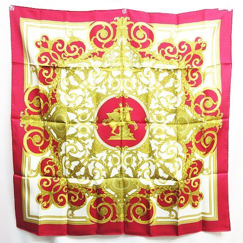 HERMES エルメス カレ90 チュイルリー公園 LES TUILERIES 大判スカーフ 赤 レッド レディース E291B 3994