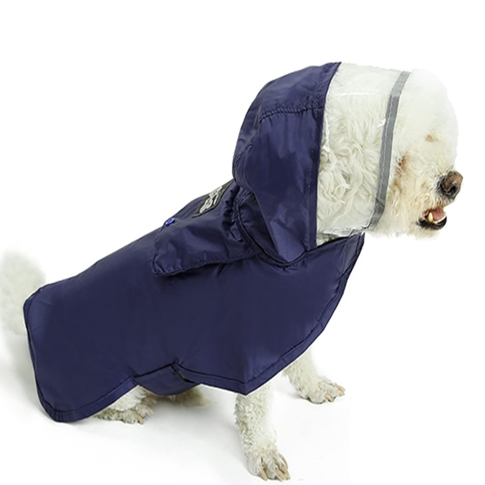 【色: ブルー】犬服 犬 レインコート 犬用カッパ 防水 ペット服 雨具 帽子付