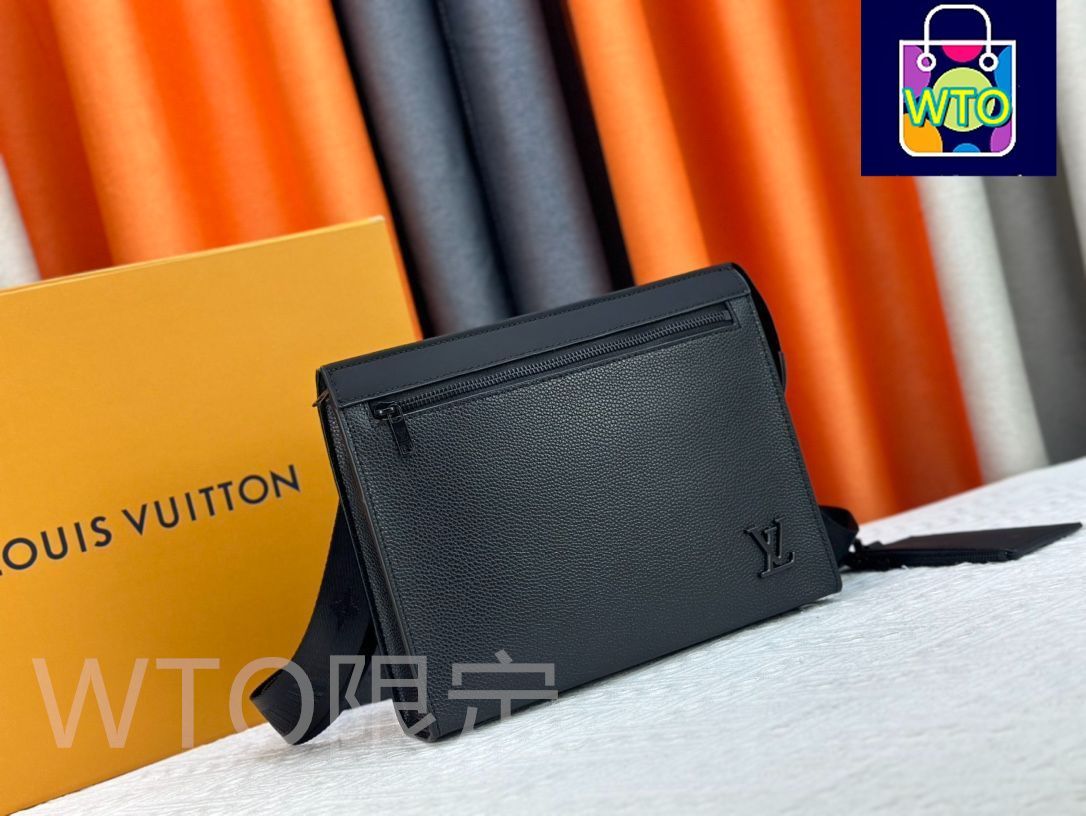 LVルイ ヴィトン 男性用斜め掛けショルダーバッグ バッグを手に持ち 革はスリムな構造を切り 金属文字を た 肩ベルトの取り外し なハンガーはクリップとして使用でき タッチフリーで支払いが簡単-WTO輸入