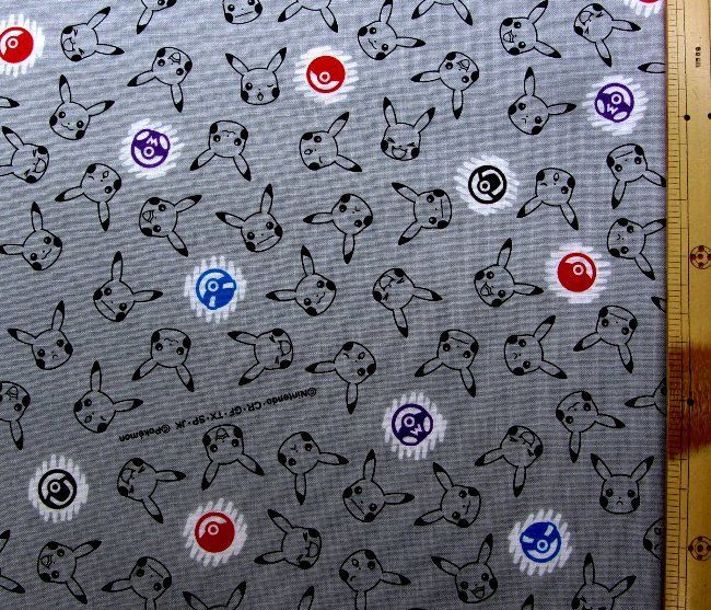 メルカリshops 約108 40 ポケモン グレー 7087 ピカチュウ キャラクター 生地 布