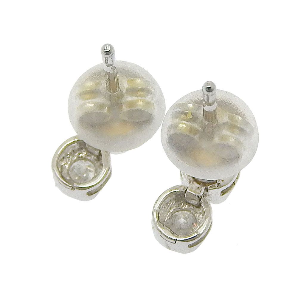 本物保証】 新品同様 ピアス 約0.9g(キャッチ含) K18WG 2粒 