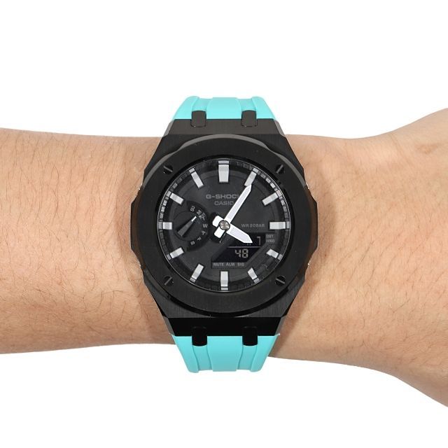 G-SHOCK GA2100 メタル カスタム フロステッド ターコイズ ラバー