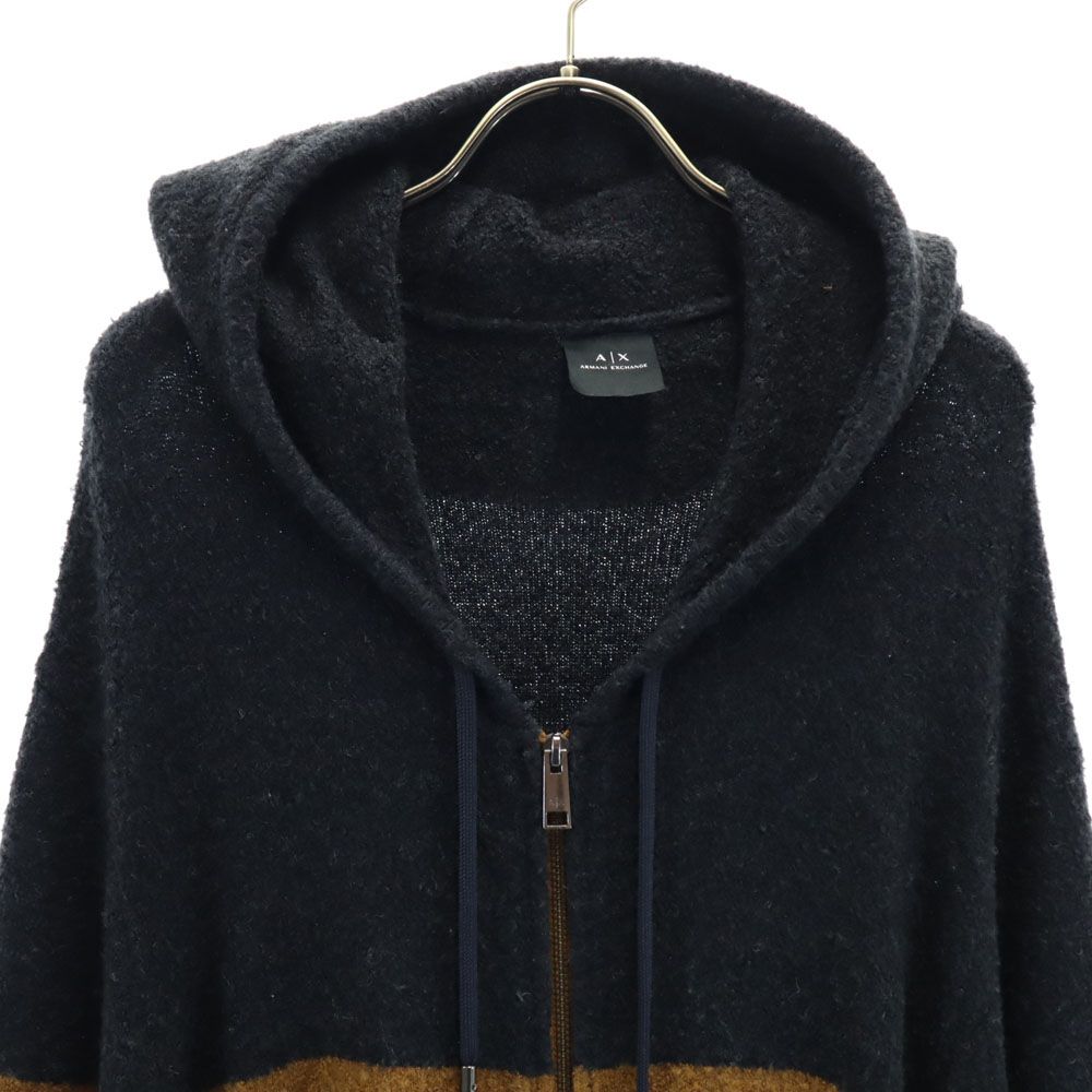 アルマーニエクスチェンジ バイカラー 長袖 ボア ジップパーカー L