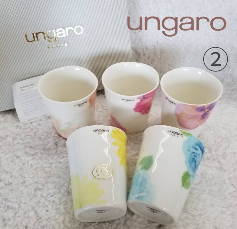 ungaro PARIS MAEBATA JAPAN ウンガロ カップ コップ フリーカップ 花柄 食器 5客 ② Y