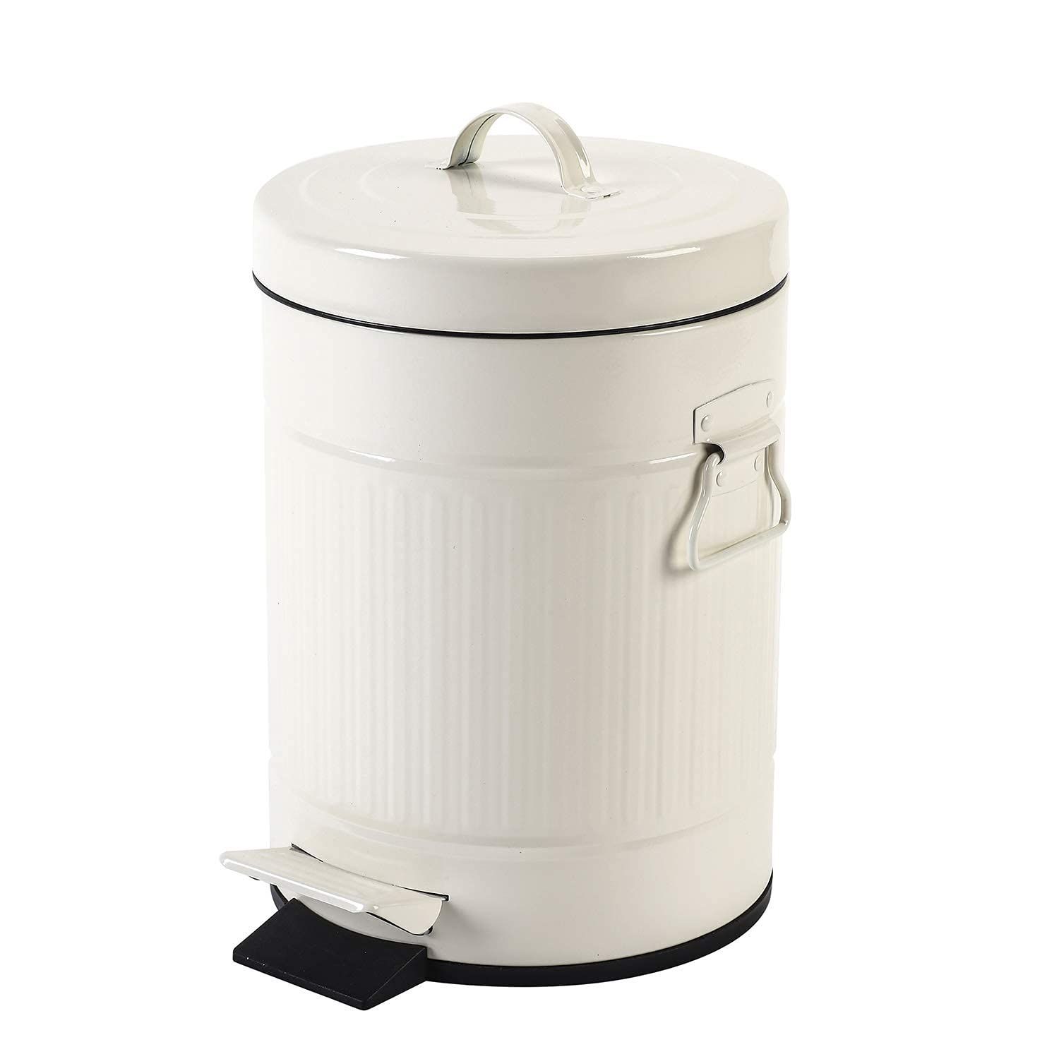 ゴミ箱 おしゃれ ごみ箱 5L ふた付き ペダル式 ソフトクローズ 音無し 防臭 小さい 場所とらない ごみ箱 オフィス用 寝室用 洗面所用 (5L 丸型 アイボリーホワイト)