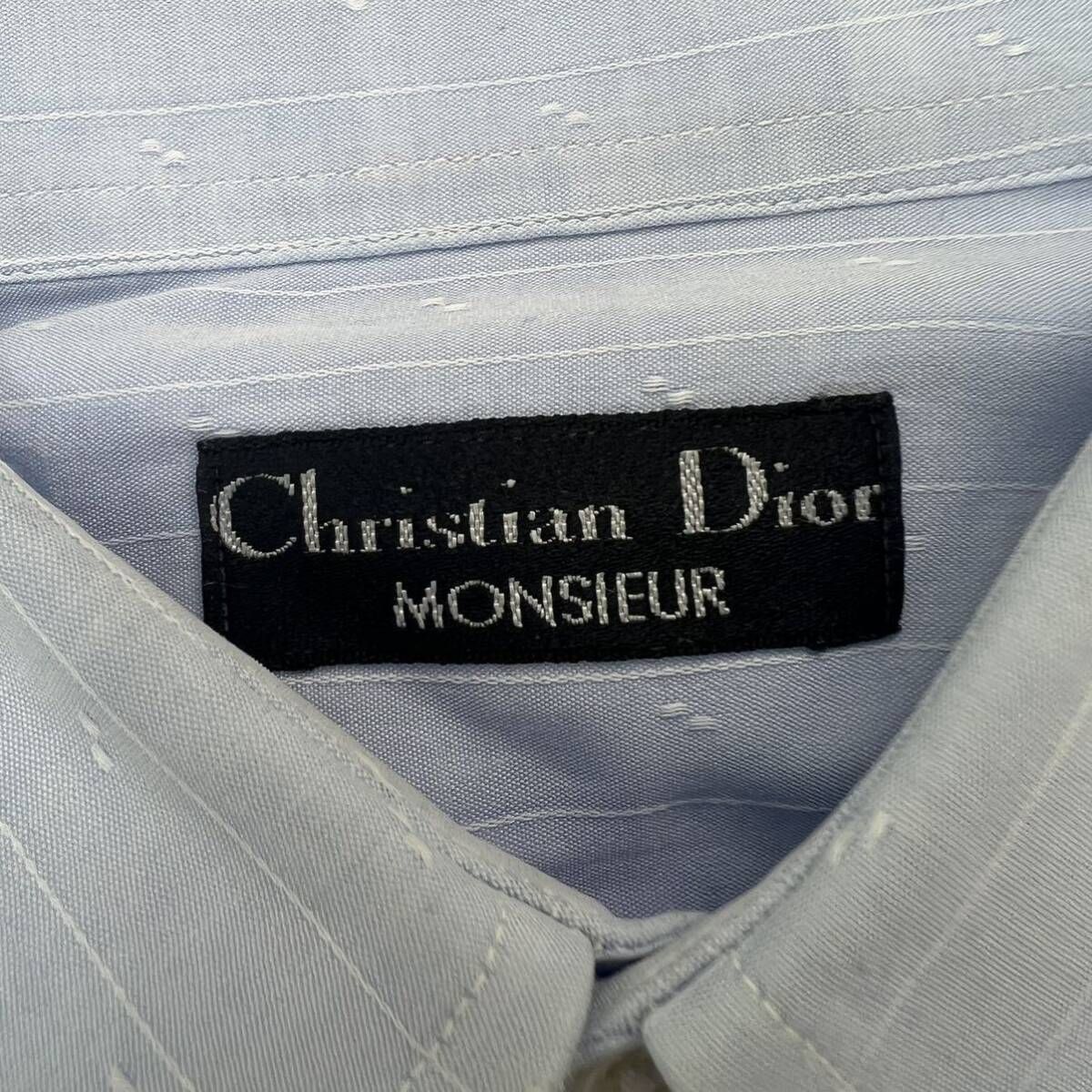 Christian Dior ☆ クリスチャン ディオール ライトブルー ビジネス シャツ ワイシャツ L相当 モード オフィス クラシック 紳士 ■S3779