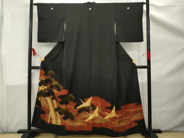 平和屋着物□豪華黒留袖 駒刺繍 笠松吉祥文 金彩 正絹 逸品 CAAW6093kb