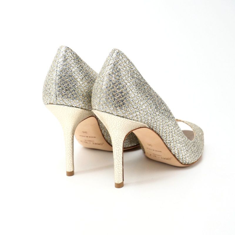 美品】Jimmy Choo ゴールド ハイヒール オープントゥ