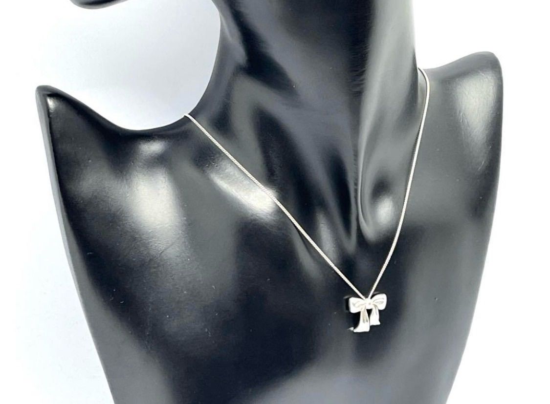 a072 Tiffany&Co. ティファニー リボン ネックレス シルバー 925