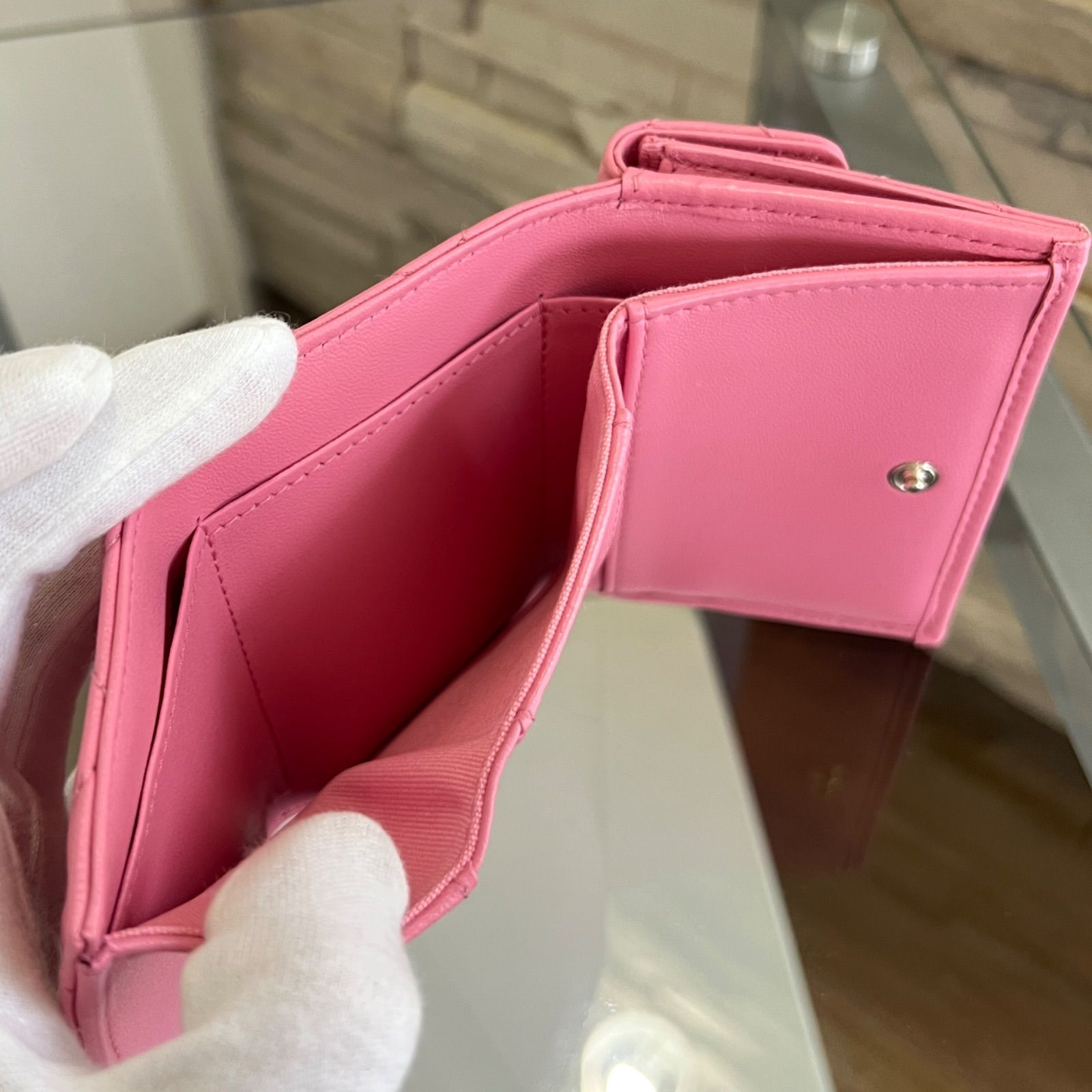 未使用品 CHANEL スモール フラップ ウォレット ピンク おり財布 