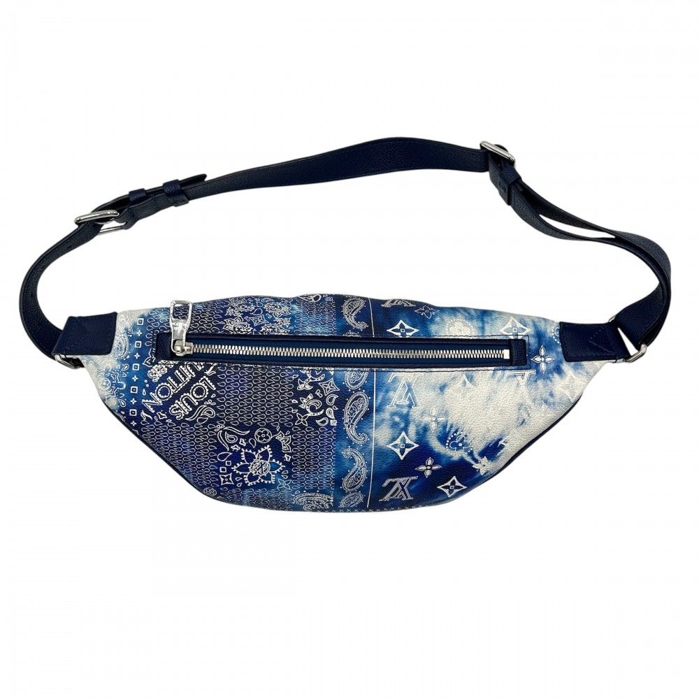 ルイヴィトン ボディバッグ メンズ モノグラムバンダナ ディスカバリーバムバッグPM ウエストバッグ ペイズリー柄 かばん 鞄 LOUIS VUITTON M20587 ブルー 青 シルバー金具 品