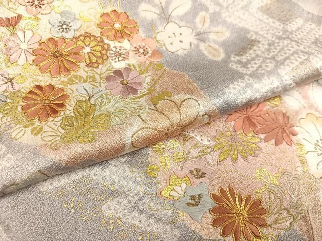 平和屋着物○創業460年・千總 訪問着 駒刺繍 絞り 雪輪花文 金彩