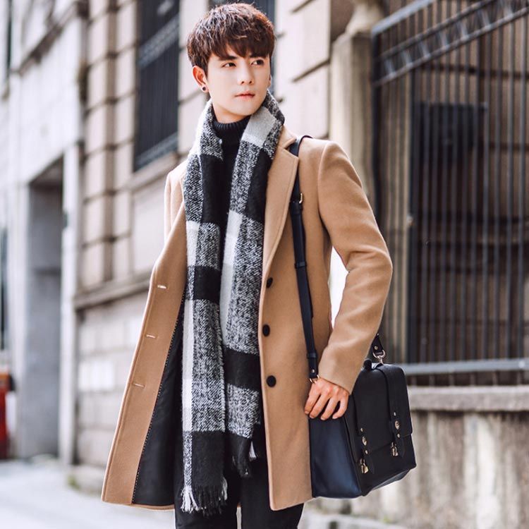 メンズ ロングコート チェスターコート メルトンコート ミドル丈 無地 ボタン ステンカラーコート 防寒 防風 保温 トレンチコート 日常