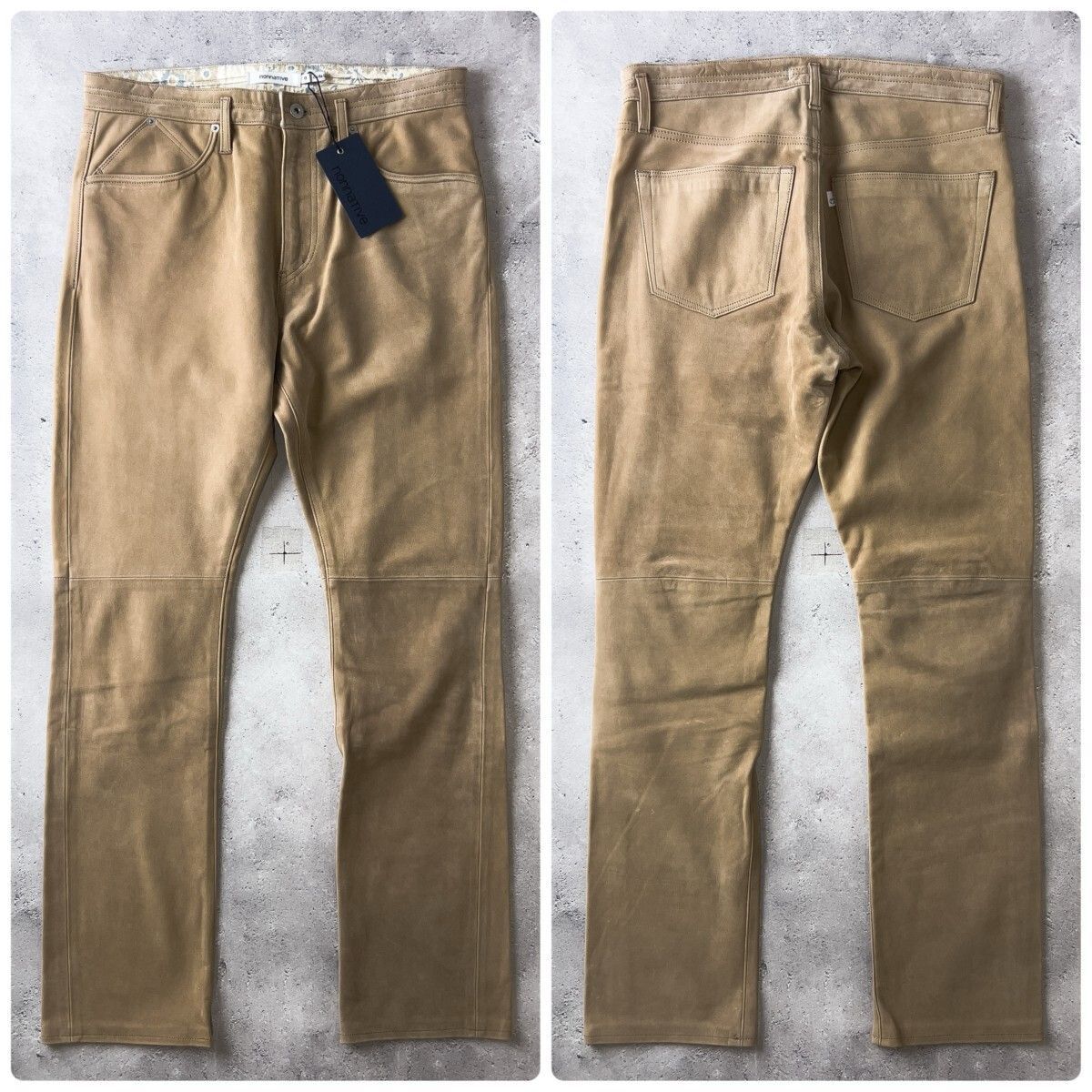 新品 9.8万 nonnative ノンネイティブ DWELLER 5P JEANS COW LEATHER by ECCO 本革 柔軟 上質 レザー パンツ メンズ 2 (L) ベージュ 日本製 44,200円