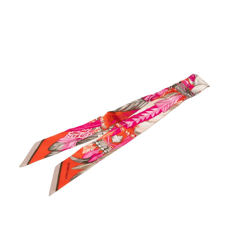 エルメス ツイリー DANSE PACIFIQUE ダンスパシフィック オレンジ マルチカラー シルク レディース HERMES 1-0229408