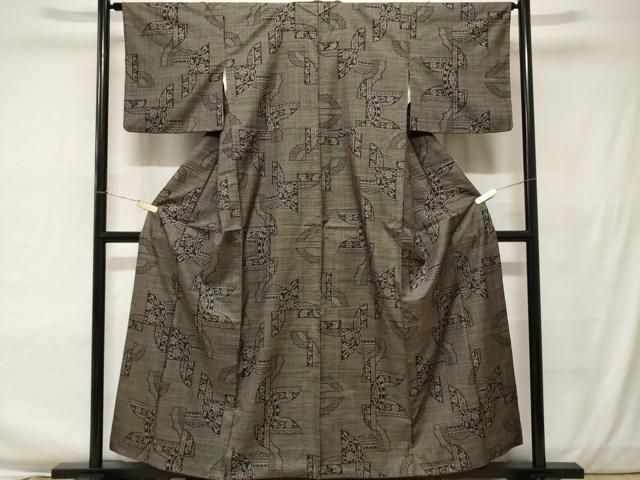 平和屋着物●本場大島紬　花唐草文　正絹　逸品　未使用　AAAT0672zg 平和屋着物○本場大島紬 花唐草文 正絹 逸品 未使用 AAAT0672zg