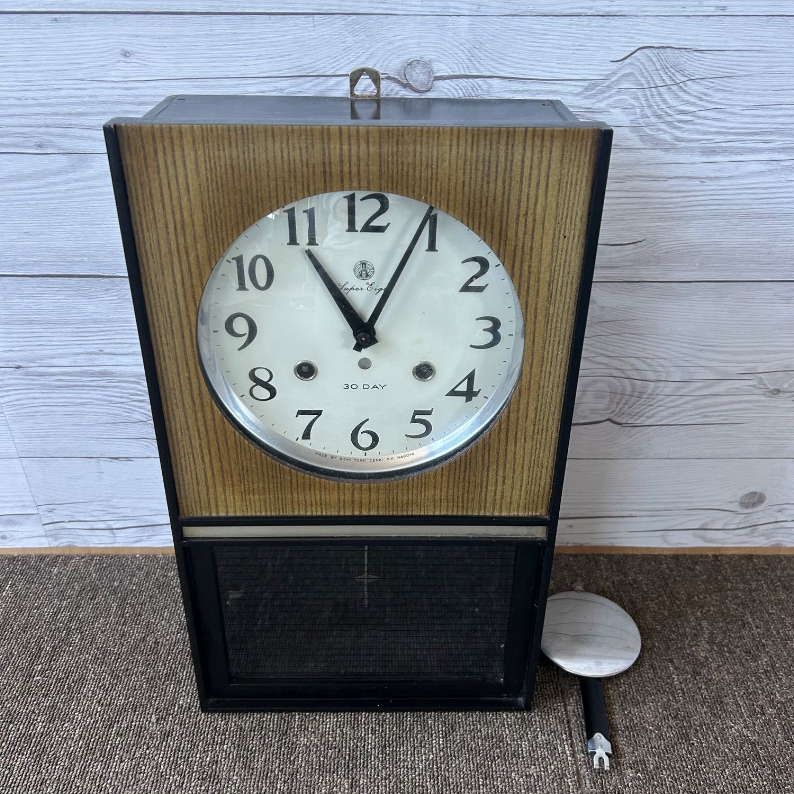 ネジ巻式 壁掛時計 アイチスーパーエイト30DAY Super Eight 30日巻き掛時計 mid century japanese 30 day super eight