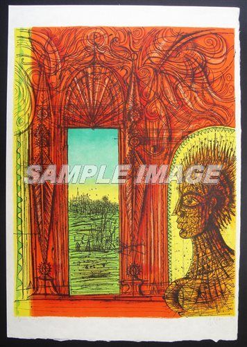 大場正男 版画 「夜明けのうた」【額縁あり】Masao Ohba 大場正男 版画