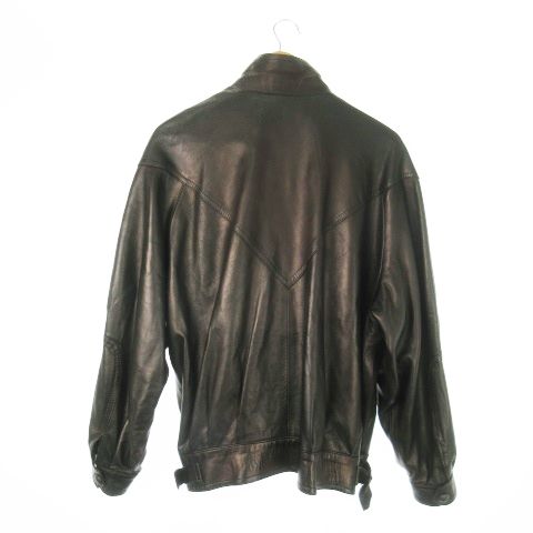 THIERPHIL レザージャケット 革ジャン ラムレザー 本革 スタンド ベルト メタリック 茶 ブラウン AO2 GY18