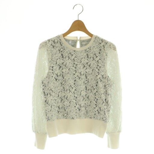 ANAYI レースプルオーバー 38 白 アナイ ANAYI 総レースプルオーバー カットソー 長袖 38