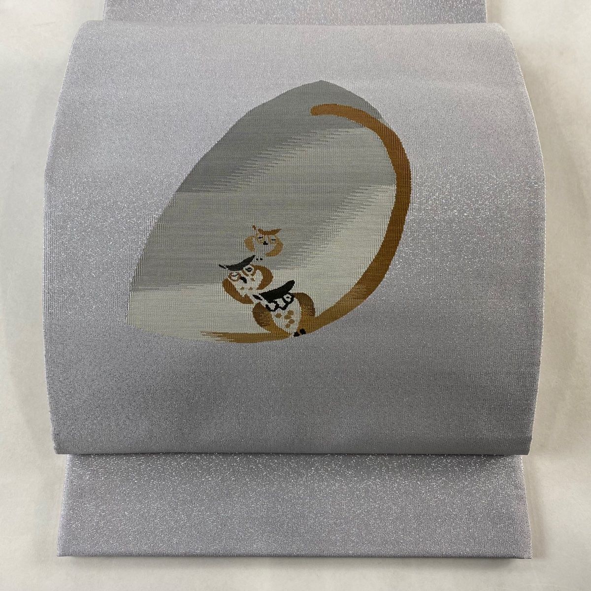 名古屋帯 美品 名品 ふくろう 葉 ベージュ 正絹｜中古・古着
