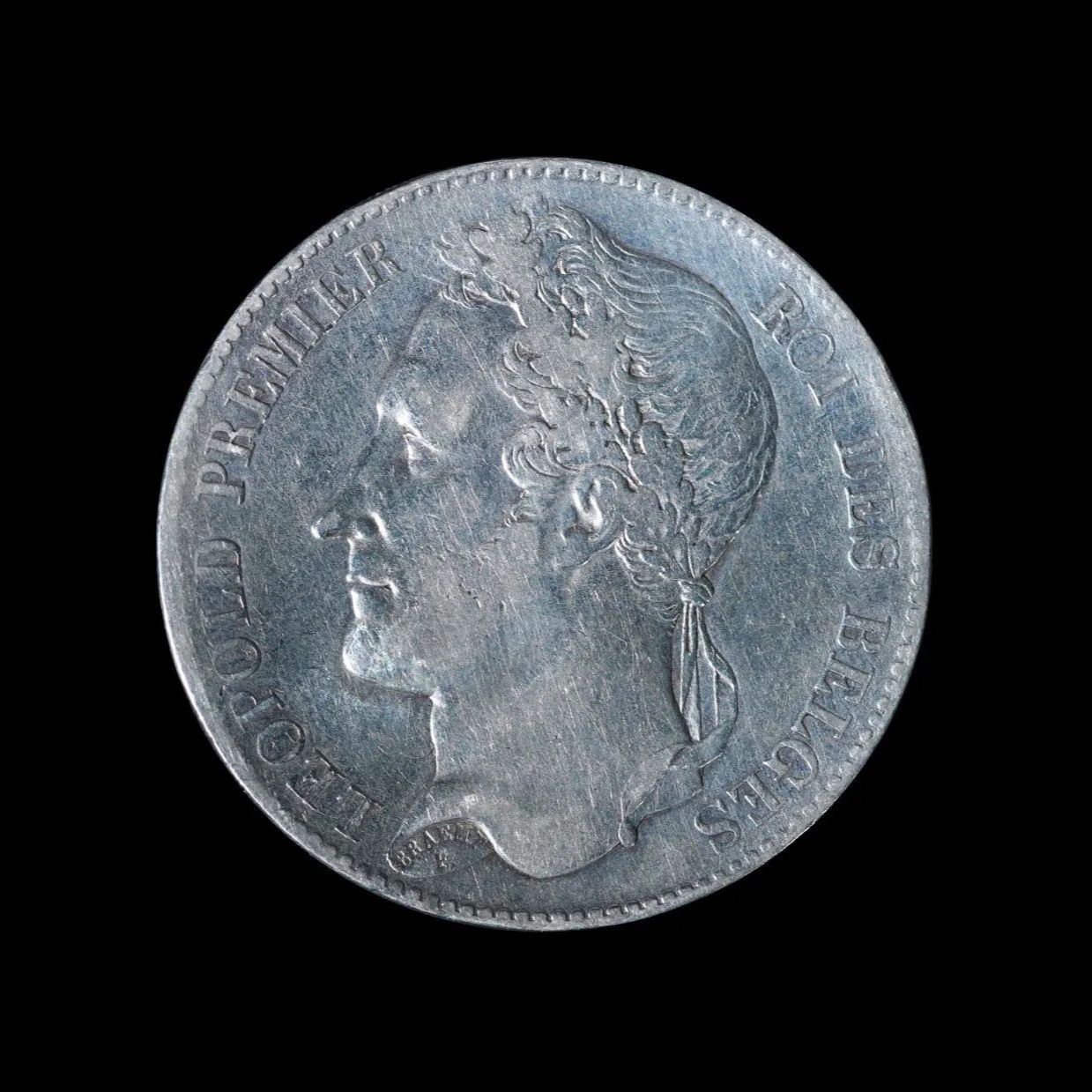 BELGIUM Kingdom ベルギー王国 レオポルド1世 1832-49 5Francs 1848 5フラン 銀貨