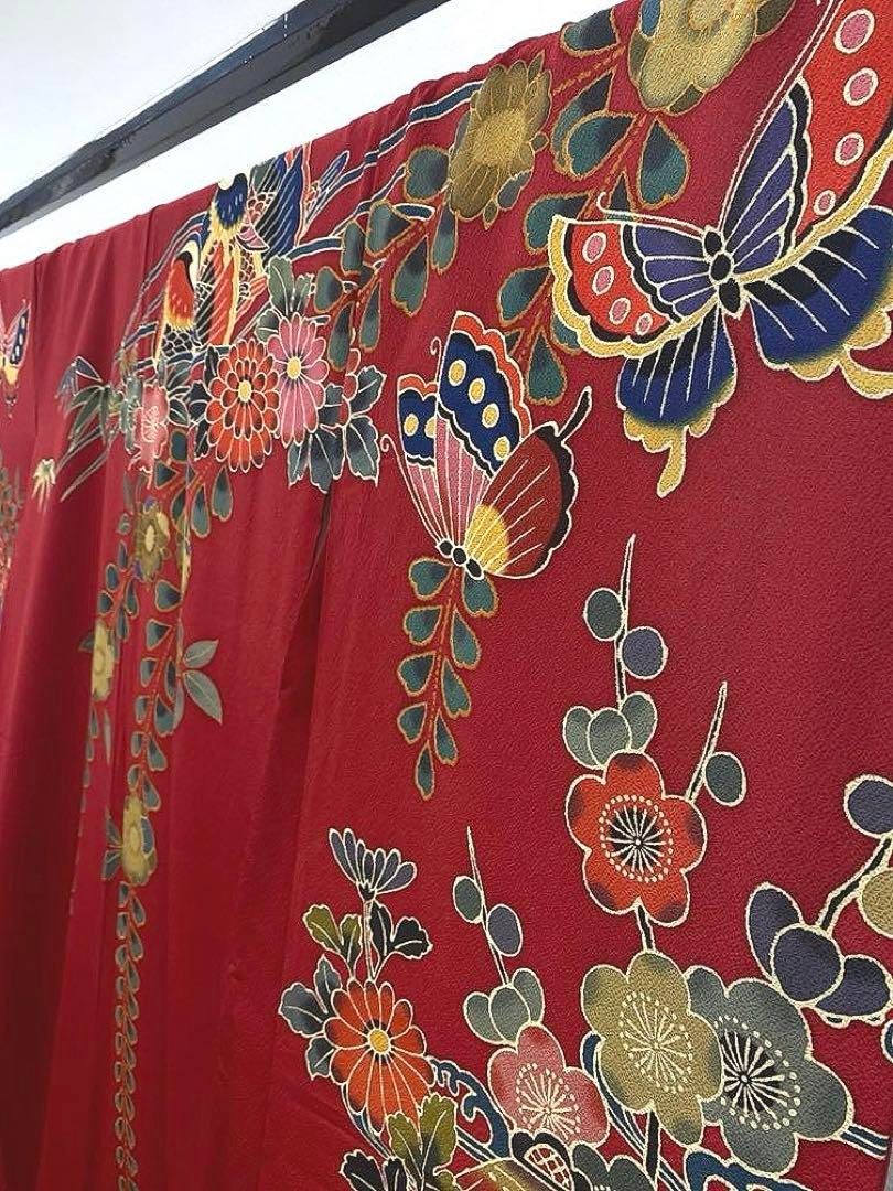 振袖 豪華 紅型調 ぼかし八掛 身丈173cm